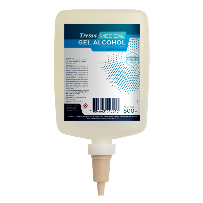 Gel Alcohol 70° Para Manos Frasco Colapsable 800 ml