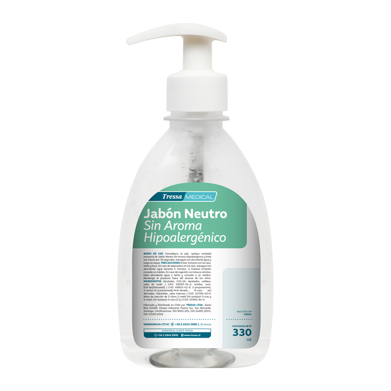 Jabón Neutro Sin Aroma Hipoalergénico con Dosificador 330 ml