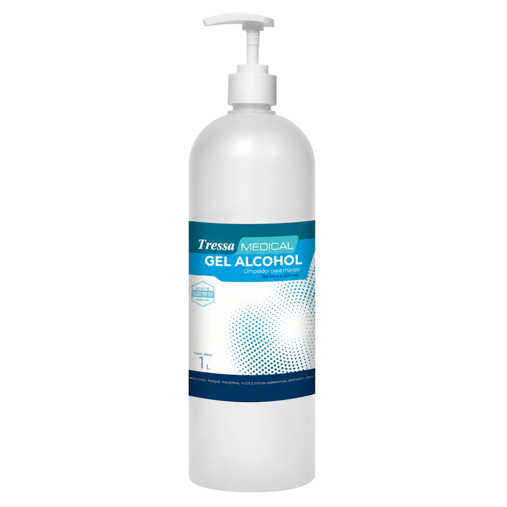 Envase de 1 L de Gel Alcohol Tressa Medical, higienizante de manos sin enjuague