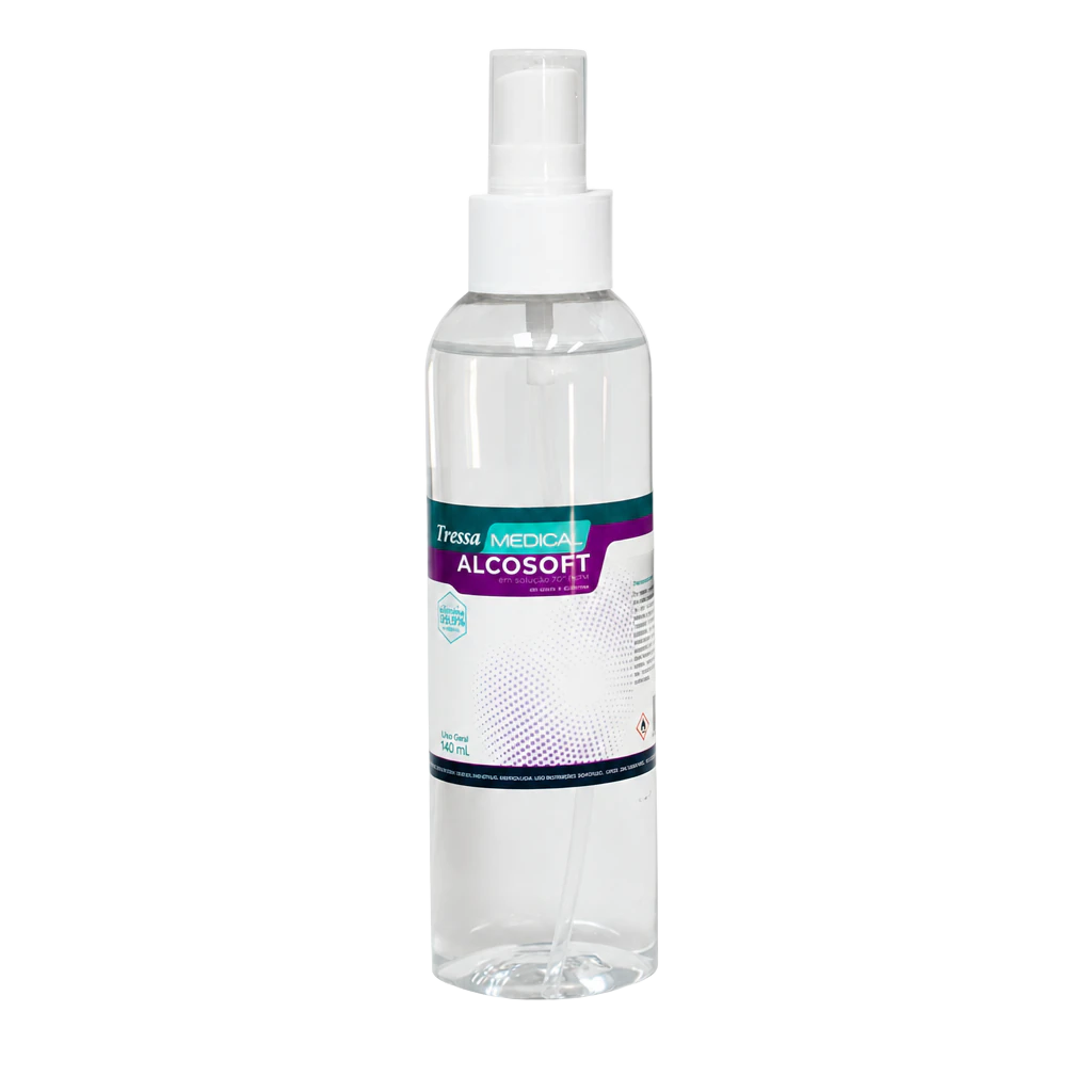 Alcosoft Spray 140 ml, alcohol con glicerina, uso en manos, Tressa Medical