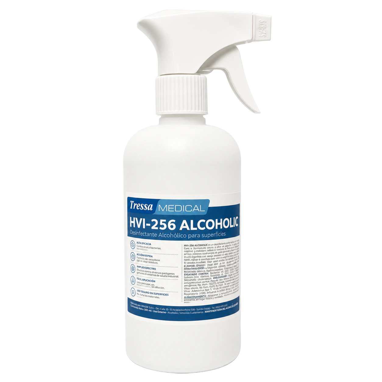 DESINFECTANTE HVI 256 ALCOHOLIC Spray 500 ml, amonios cuaternarios, Tressa Medical